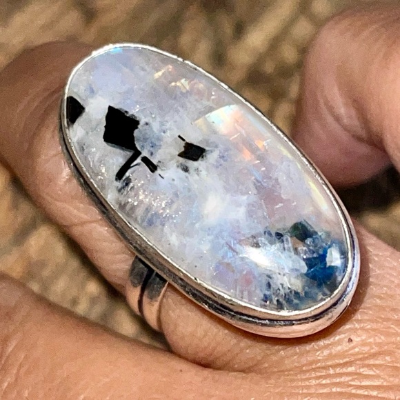 Rainbow Moonstone “The Visionary Stone” Ring 7 1/4 - Picture 5 of 14